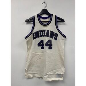 Vintage Indians Basketball Jersey Mens 42 White Purple Mesh Sand Knit‎ USA Made